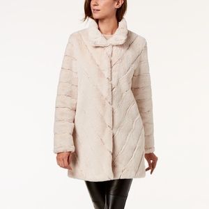 Calvin Klein chevron faux fur coat, blush, small